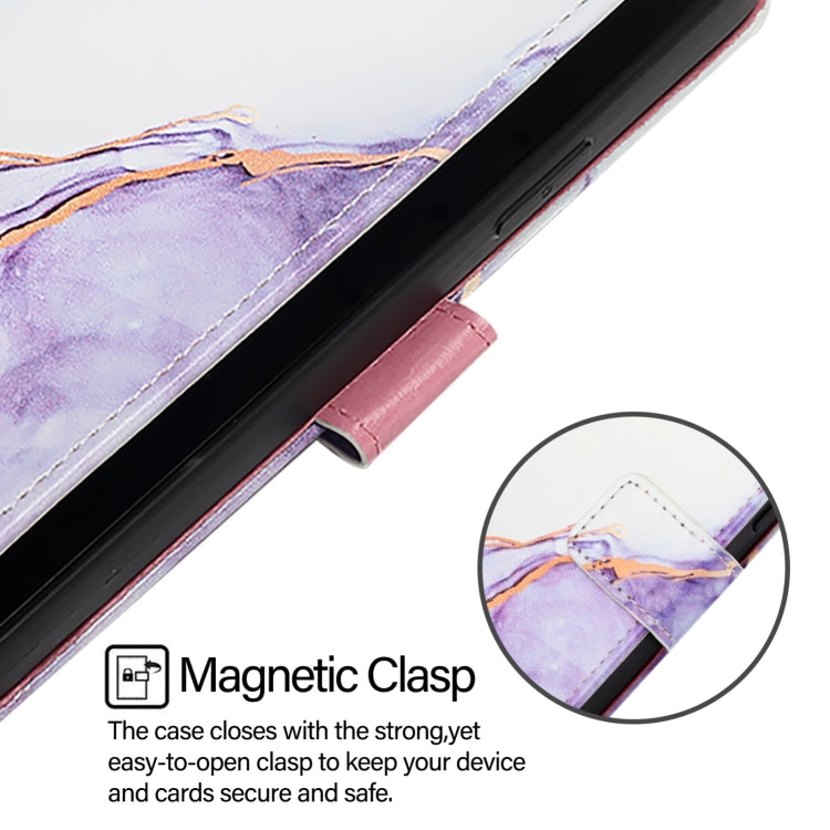 For Blackview Wave 6C PT003 Marble Pattern Flip Leather Phone Case(White Purple) - More Brand by PMC TechLife | Online Shopping South Africa | PMC TechLife | Buy Now Pay Later Mobicred