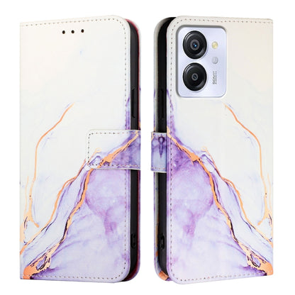 For Blackview Color 8 PT003 Marble Pattern Flip Leather Phone Case(White Purple) - More Brand by PMC Jewellery | Online Shopping South Africa | PMC Jewellery | Buy Now Pay Later Mobicred