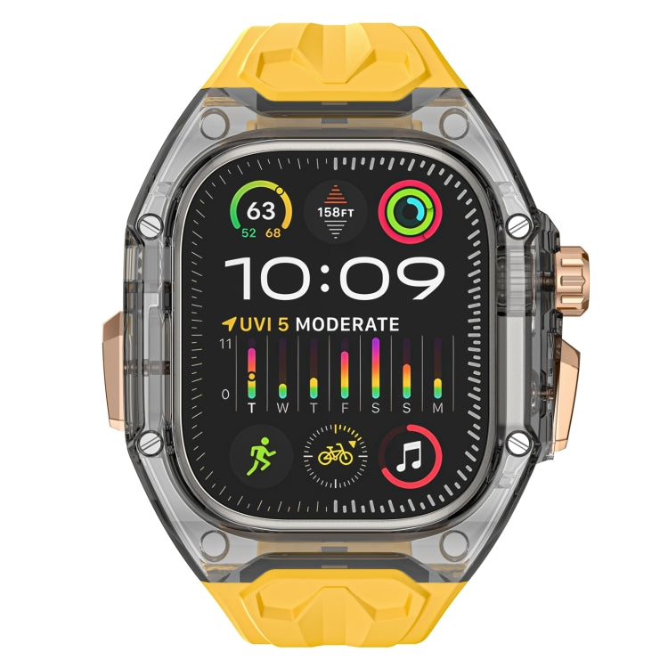 For Apple Watch Ultra 2 49mm Modified PC Hybrid TPU Watch Case Band(Yellow Clear Black) - Watch Bands by PMC Jewellery | Online Shopping South Africa | PMC Jewellery | Buy Now Pay Later Mobicred