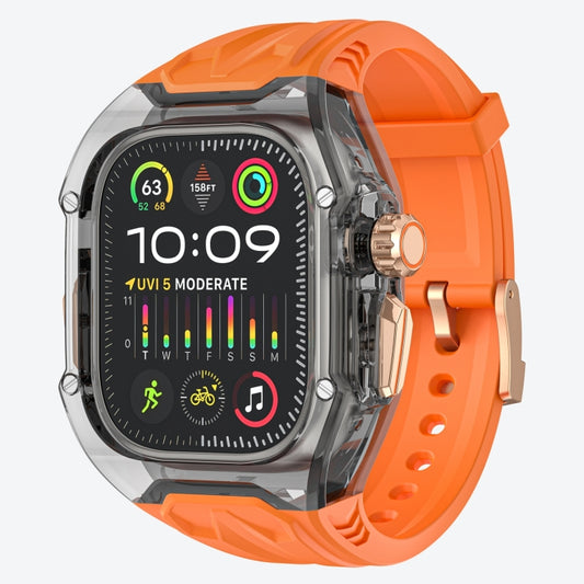 For Apple Watch Ultra 49mm Modified PC Hybrid TPU Watch Case Band(Orange Clear Black) - Watch Bands by PMC Jewellery | Online Shopping South Africa | PMC Jewellery | Buy Now Pay Later Mobicred