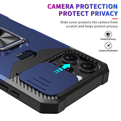 For iPhone 16 Pro Max Camera Shield Card Slot PC+TPU Phone Case(Blue) - iPhone 16 Pro Max Cases by PMC Jewellery | Online Shopping South Africa | PMC Jewellery | Buy Now Pay Later Mobicred