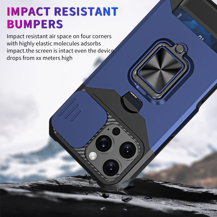 For iPhone 16 Pro Camera Shield Card Slot PC+TPU Phone Case(Silver) - iPhone 16 Pro Cases by PMC TechLife | Online Shopping South Africa | PMC TechLife | Buy Now Pay Later Mobicred