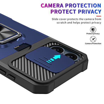 For iPhone 16 Camera Shield Card Slot PC+TPU Phone Case(Purple) - iPhone 16 Cases by PMC Jewellery | Online Shopping South Africa | PMC Jewellery | Buy Now Pay Later Mobicred