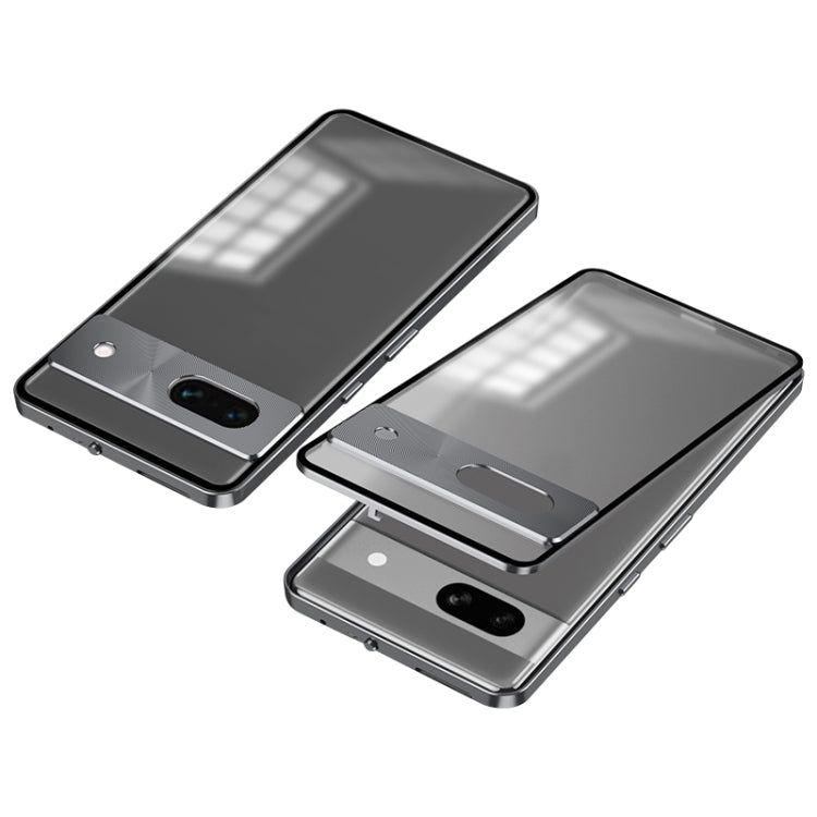 For Google Pixel 7a Snap Buckle Metal Frame Frosted Phone Case(Grey) - Google Cases by PMC TechLife | Online Shopping South Africa | PMC TechLife | Buy Now Pay Later Mobicred