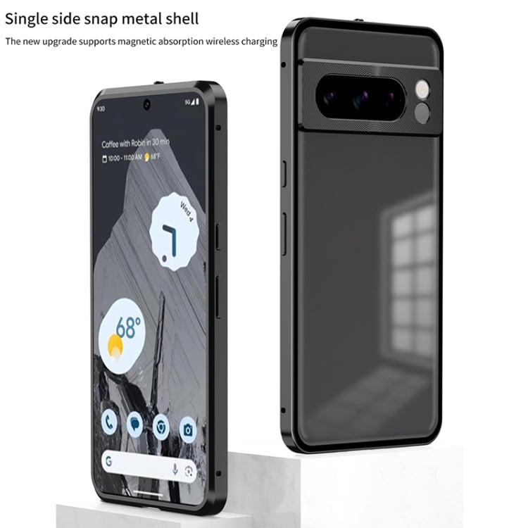 For Google Pixel 7a Snap Buckle Metal Frame Frosted Phone Case(Grey) - Google Cases by PMC TechLife | Online Shopping South Africa | PMC TechLife | Buy Now Pay Later Mobicred