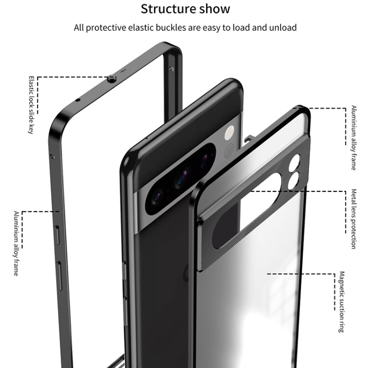 For Google Pixel 7 Pro Snap Buckle Metal Frame Frosted Phone Case(Silver) - free shipping - PMC TechLife - Order now!