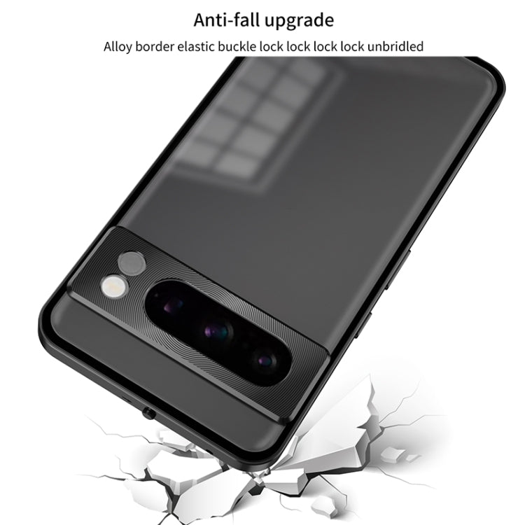 For Google Pixel 7a Snap Buckle Metal Frame Frosted Phone Case(Grey) - Google Cases by PMC TechLife | Online Shopping South Africa | PMC TechLife | Buy Now Pay Later Mobicred