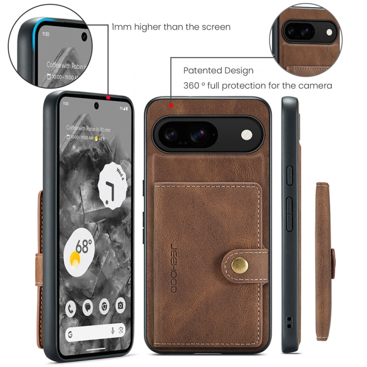 For Google Pixel 9 JEEHOOD J01 Retro Magnetic Detachable Wallet Phone Case(Brown) - Google Cases by JEEHOOD | Online Shopping South Africa | PMC Jewellery | Buy Now Pay Later Mobicred