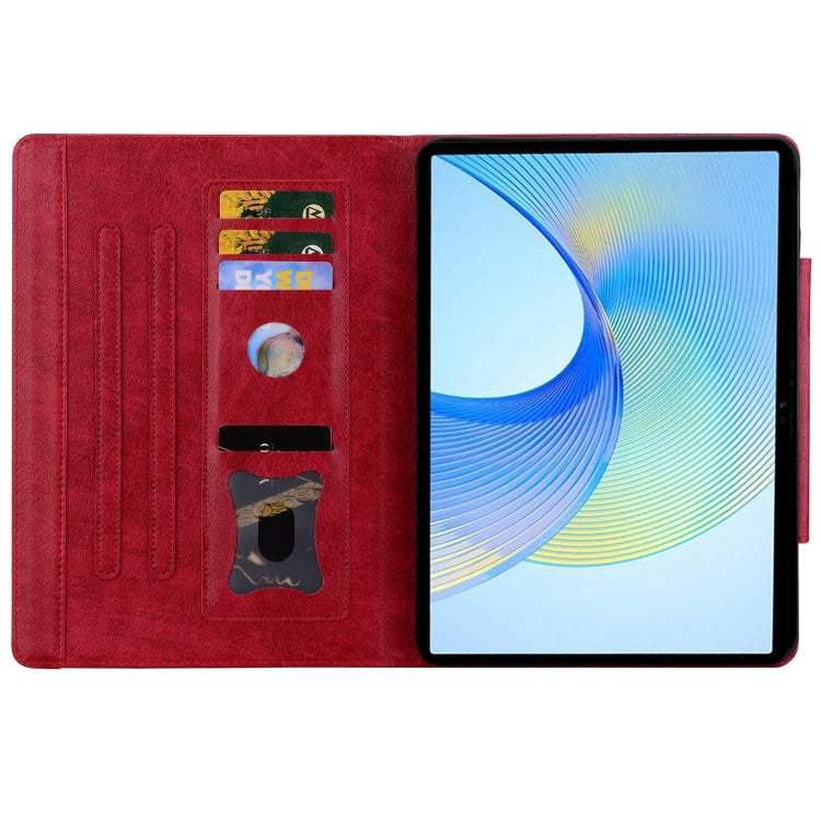 For Lenovo Xiaoxin Pad M11 2024 Cat Buckle Leather Tablet Case(Red) - Lenovo by PMC Jewellery | Online Shopping South Africa | PMC Jewellery | Buy Now Pay Later Mobicred