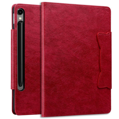 For Samsung Galaxy Tab S9 FE / S9 / S8 / S7 Cat Buckle Leather Smart Tablet Case(Red) - Galaxy Tab S9 Cases by PMC Jewellery | Online Shopping South Africa | PMC Jewellery | Buy Now Pay Later Mobicred