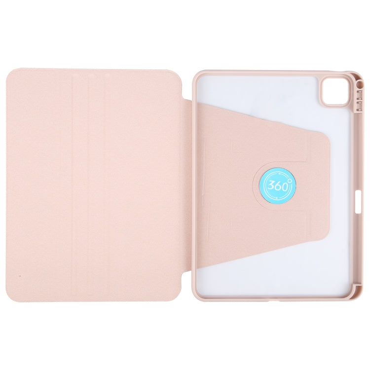 For iPad Pro 13 2024 GEBEI Acrylic TPU 3-folding Rotating Smart Tablet Leather Case withh Pen Slot(Pink) - iPad Pro 13 2024 Cases by GEBEI | Online Shopping South Africa | PMC Jewellery | Buy Now Pay Later Mobicred