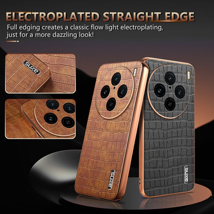 For vivo X100 Pro 5G / X100s Pro AZNS Electroplated Frame Crocodile Texture Full Coverage Phone Case(Green) - vivo Cases by AZNS | Online Shopping South Africa | PMC Jewellery | Buy Now Pay Later Mobicred