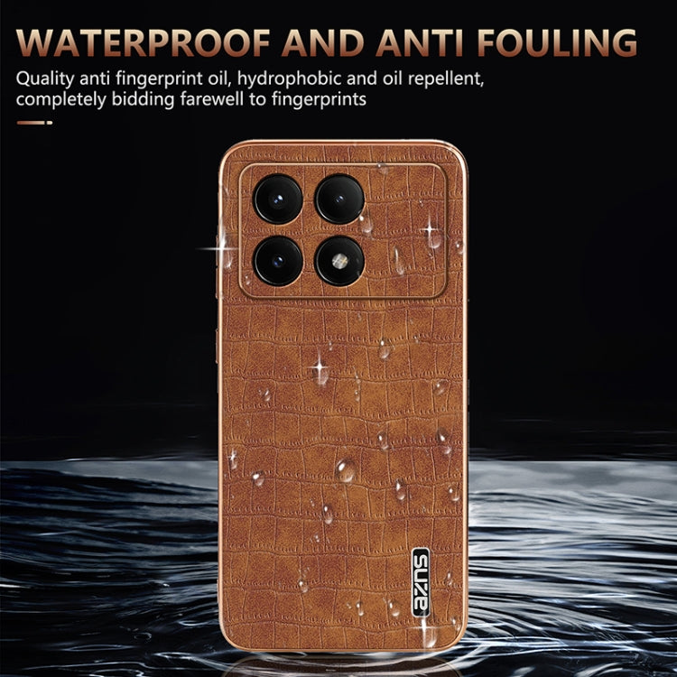 For Redmi K70 / K70 Pro AZNS Electroplated Frame Crocodile Texture Full Coverage Phone Case(Brown) - K70 Cases by AZNS | Online Shopping South Africa | PMC Jewellery | Buy Now Pay Later Mobicred