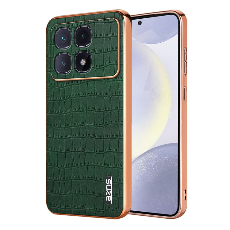 For Redmi K70 Ultra AZNS Electroplated Frame Crocodile Texture Full Coverage Phone Case(Green) - Xiaomi Cases by AZNS | Online Shopping South Africa | PMC Jewellery | Buy Now Pay Later Mobicred