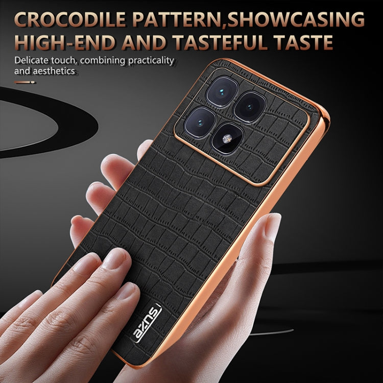 For Redmi K70 Ultra AZNS Electroplated Frame Crocodile Texture Full Coverage Phone Case(White) - Xiaomi Cases by AZNS | Online Shopping South Africa | PMC Jewellery | Buy Now Pay Later Mobicred