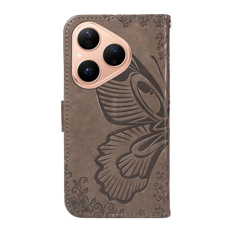 For Huawei Pura 80 5G Swallowtail Butterfly Embossed Leather Phone Case(Grey) - free shipping - PMC TechLife - Order now!