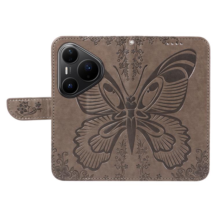 For Huawei Pura 80 Pro 5G Swallowtail Butterfly Embossed Leather Phone Case(Grey) - free shipping - PMC TechLife - Order now!