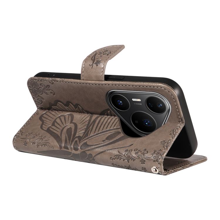 For Huawei Pura 80 Pro 5G Swallowtail Butterfly Embossed Leather Phone Case(Grey) - free shipping - PMC TechLife - Order now!