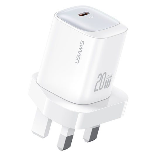 USAMS CC250 20W USB-C / Type-C GaN Fast Charger, UK Plug(White) - USB Charger by USAMS | Online Shopping South Africa | PMC Jewellery | Buy Now Pay Later Mobicred