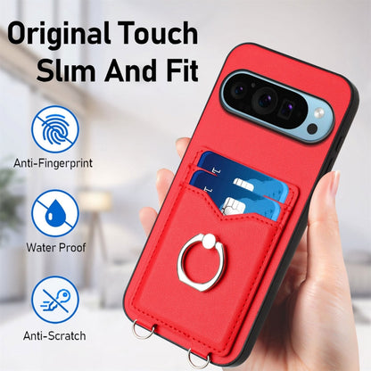 For Google Pixel 9 Pro XL R20 Crossbody Rope Ring Card Holder Phone Case(Red) - Google Cases by PMC Jewellery | Online Shopping South Africa | PMC Jewellery | Buy Now Pay Later Mobicred