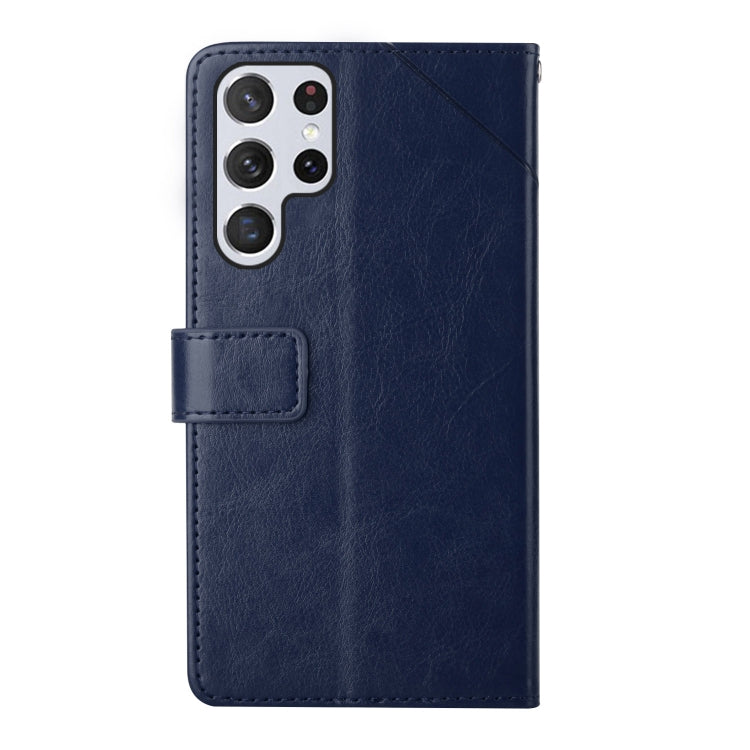 For Samsung Galaxy S25 Ultra 5G Y-shaped Pattern Flip Leather Phone Case(Blue) - Galaxy S25 Ultra 5G Cases by PMC TechLife | Online Shopping South Africa | PMC TechLife | Buy Now Pay Later Mobicred