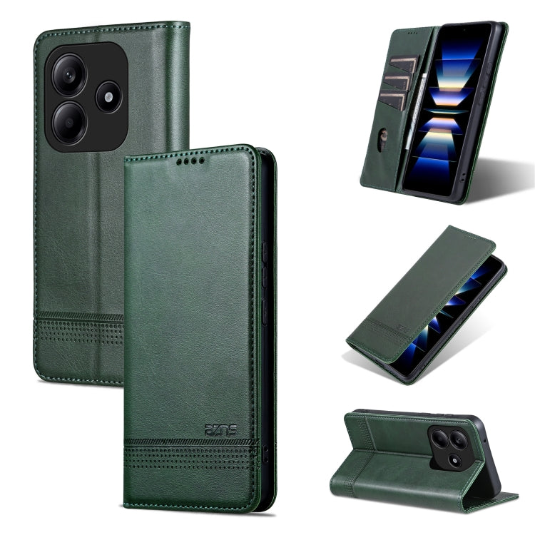 For Redmi Note 14 5G AZNS Magnetic Calf Texture Flip Leather Phone Case(Dark Green) - Note 14 Cases by AZNS | Online Shopping South Africa | PMC Jewellery | Buy Now Pay Later Mobicred