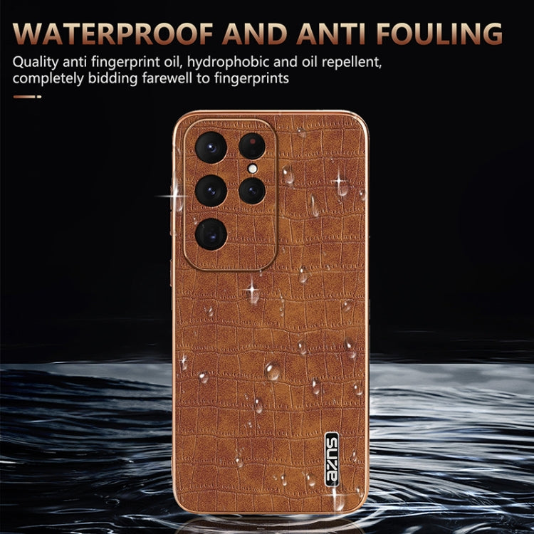 For Samsung Galaxy S25 Ultra 5G AZNS Electroplated Frame Crocodile Texture Full Coverage Phone Case(Black) - Galaxy S25 Ultra 5G Cases by AZNS | Online Shopping South Africa | PMC Jewellery | Buy Now Pay Later Mobicred