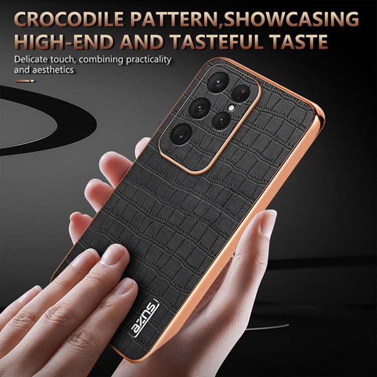 For Samsung Galaxy S25 Ultra 5G AZNS Electroplated Frame Crocodile Texture Full Coverage Phone Case(Black) - Galaxy S25 Ultra 5G Cases by AZNS | Online Shopping South Africa | PMC Jewellery | Buy Now Pay Later Mobicred