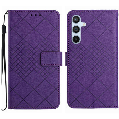 For Samsung Galaxy S25+ 5G Rhombic Grid Texture Leather Phone Case(Purple) - Galaxy S25+ 5G Cases by PMC Jewellery | Online Shopping South Africa | PMC Jewellery | Buy Now Pay Later Mobicred