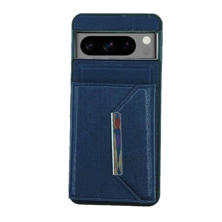 For Google Pixel 9 / 9 Pro Solid Color Metal Buckle Card Slots Bag Phone Case(Blue) - Google Cases by PMC Jewellery | Online Shopping South Africa | PMC Jewellery | Buy Now Pay Later Mobicred