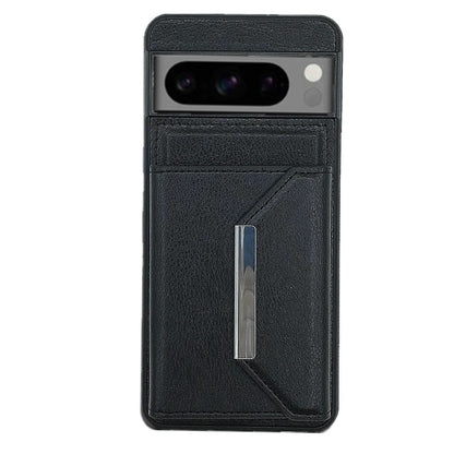 For Google Pixel 9 Pro XL Solid Color Metal Buckle Card Slots Bag Phone Case(Black) - Google Cases by PMC Jewellery | Online Shopping South Africa | PMC Jewellery | Buy Now Pay Later Mobicred