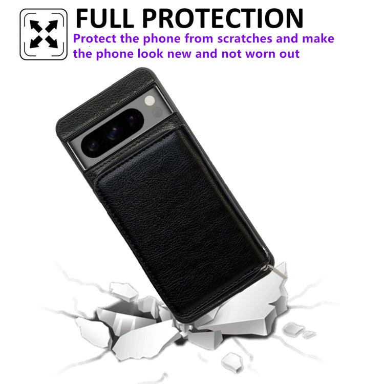 For Google Pixel 9 Pro XL Solid Color Zipper 11-Card Slots Bag Phone Case with Lanyard(Black) - Google Cases by PMC TechLife | Online Shopping South Africa | PMC TechLife | Buy Now Pay Later Mobicred