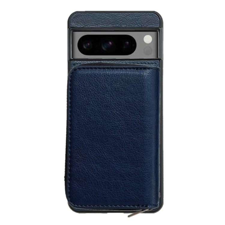 For Google Pixel 8a Solid Color Zipper 11-Card Slots Bag Phone Case with Lanyard(Blue) - Google Cases by PMC TechLife | Online Shopping South Africa | PMC TechLife | Buy Now Pay Later Mobicred