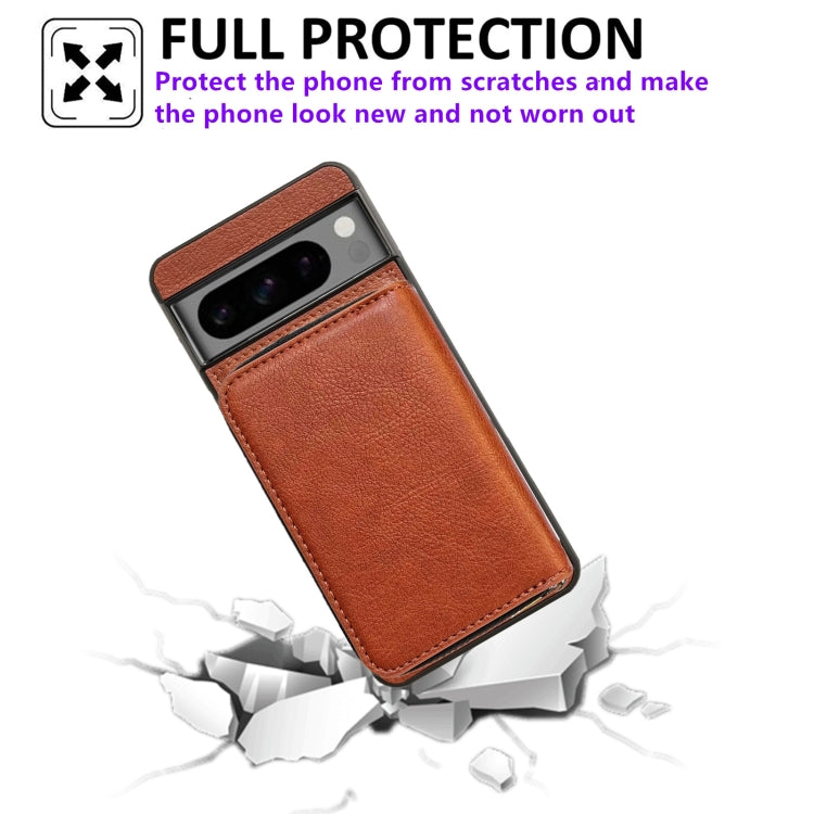 For Google Pixel 6 Pro Solid Color Zipper 11-Card Slots Bag Phone Case with Lanyard(Brown) - Google Cases by PMC TechLife | Online Shopping South Africa | PMC TechLife | Buy Now Pay Later Mobicred