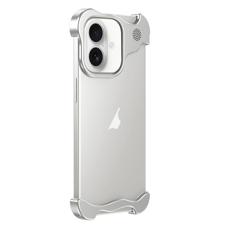 For iPhone 16 Plus Aromatherapy Alloy Frameless Phone Case(Silver) - free shipping - PMC Jewellery - Order now!