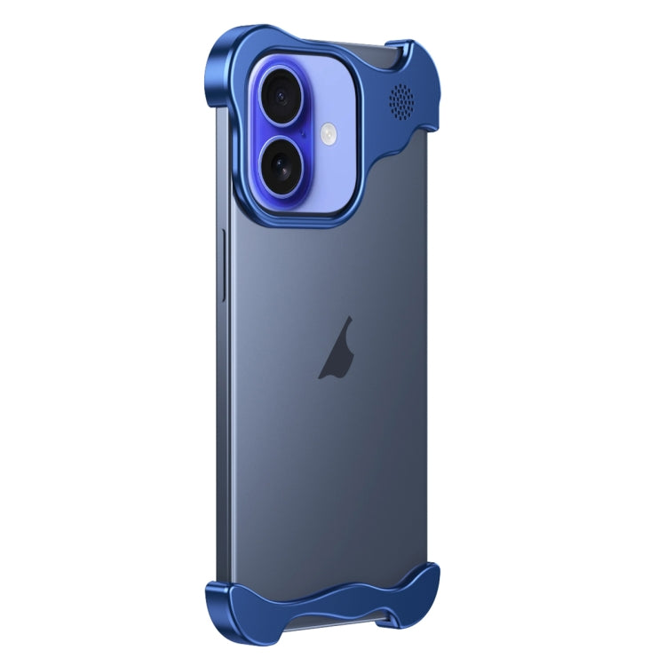 For iPhone 16 Plus Aromatherapy Alloy Frameless Phone Case(Blue) - free shipping - PMC Jewellery - Order now!