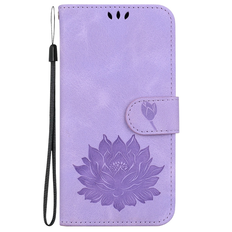 For Motorola Edge 2024 Lotus Embossed Leather Phone Case(Purple) - Motorola Cases by PMC Jewellery | Online Shopping South Africa | PMC Jewellery | Buy Now Pay Later Mobicred