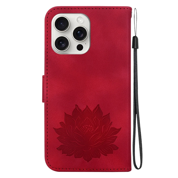 For iPhone 16 Pro Lotus Embossed Leather Phone Case(Red) - iPhone 16 Pro Cases by PMC Jewellery | Online Shopping South Africa | PMC Jewellery | Buy Now Pay Later Mobicred