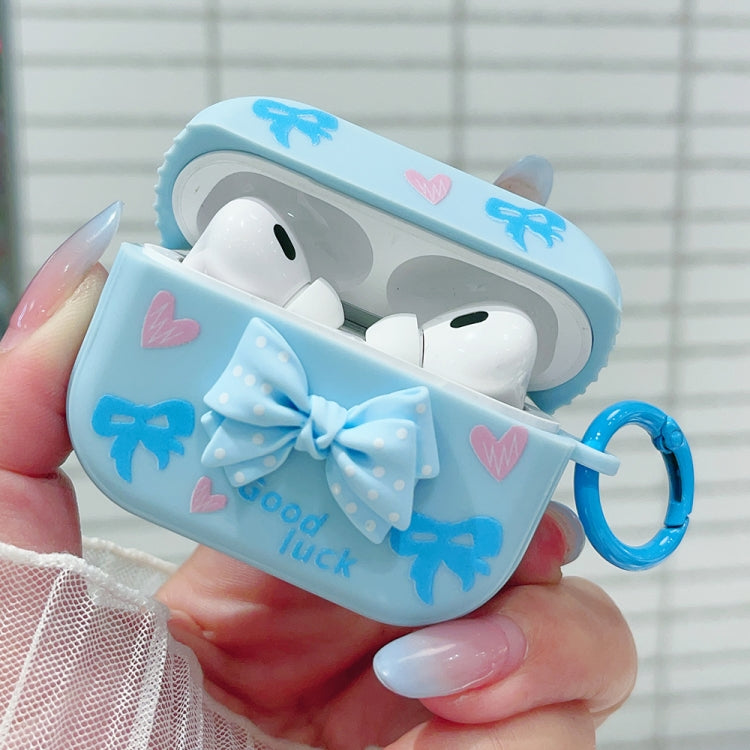 For AirPods Pro 3D Dot Bowknot Bluetooth Earphone Protective Case(Blue) - For AirPods Pro by PMC Jewellery | Online Shopping South Africa | PMC Jewellery | Buy Now Pay Later Mobicred