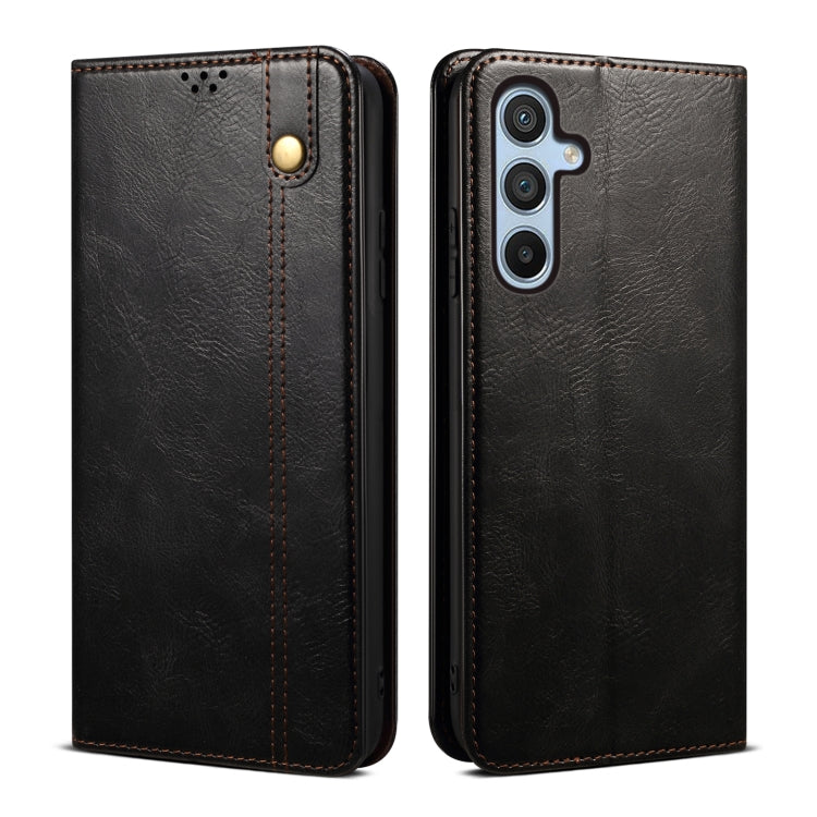 For Samsung Galaxy S25+ 5G Oil Wax Crazy Horse Texture Leather Phone Case(Black) - Galaxy S25+ 5G Cases by PMC Jewellery | Online Shopping South Africa | PMC Jewellery | Buy Now Pay Later Mobicred