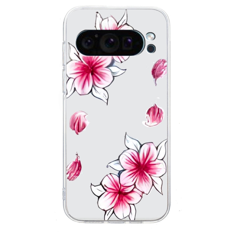 For Google Pixel 9 Colored Drawing Pattern Transparent TPU Phone Case(Sakura) - Google Cases by PMC Jewellery | Online Shopping South Africa | PMC Jewellery | Buy Now Pay Later Mobicred