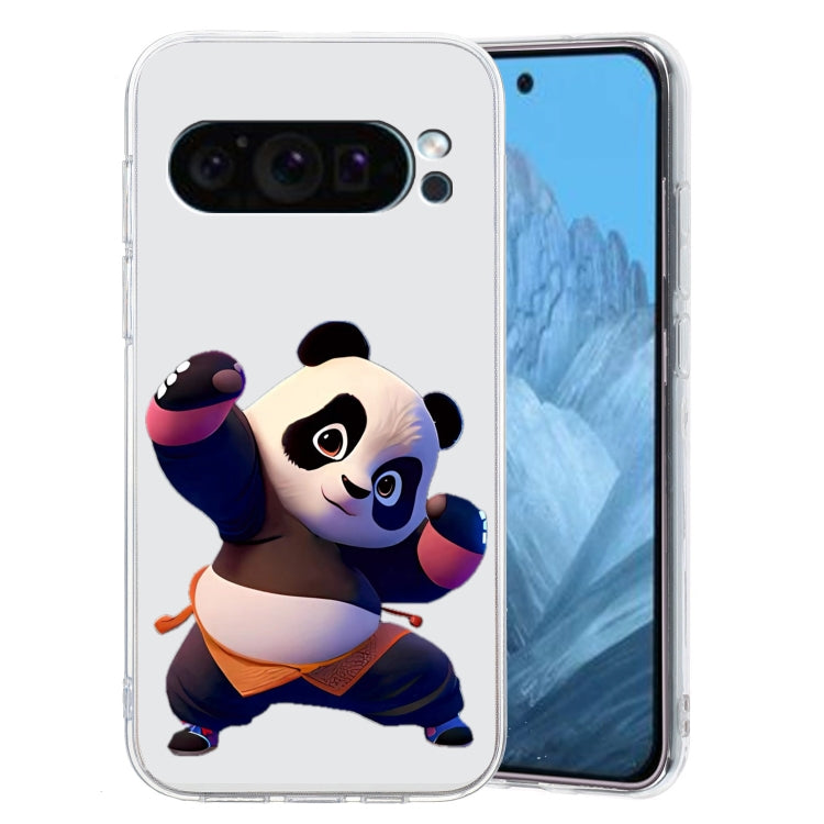 For Google Pixel 9 Colored Drawing Pattern Transparent TPU Phone Case(Panda) - Google Cases by PMC Jewellery | Online Shopping South Africa | PMC Jewellery | Buy Now Pay Later Mobicred