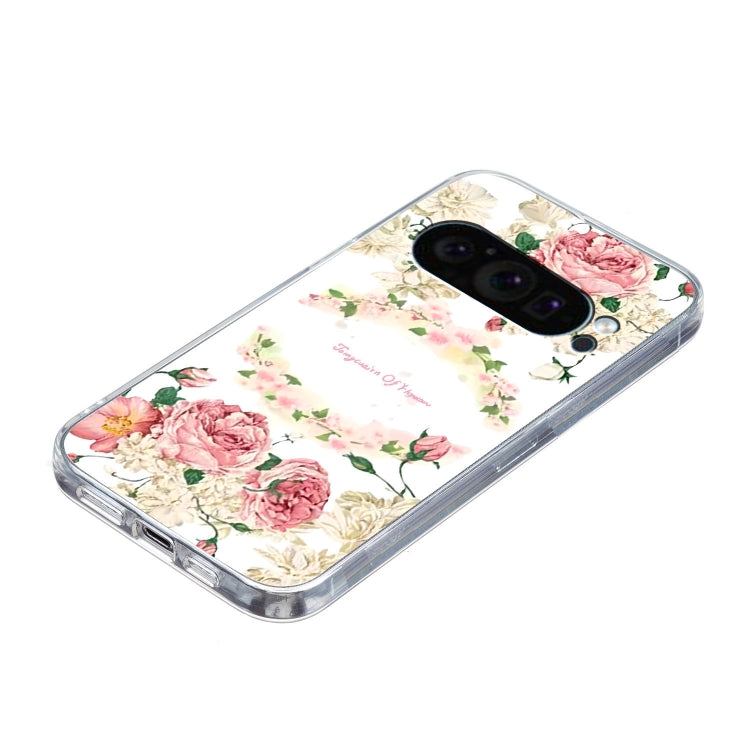 For Google Pixel 9 Colored Drawing Pattern Transparent TPU Phone Case(Rose) - Google Cases by PMC Jewellery | Online Shopping South Africa | PMC Jewellery | Buy Now Pay Later Mobicred