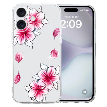 For iPhone 16 Colored Drawing Pattern Transparent TPU Phone Case(Sakura) - iPhone 16 Cases by PMC Jewellery | Online Shopping South Africa | PMC Jewellery | Buy Now Pay Later Mobicred