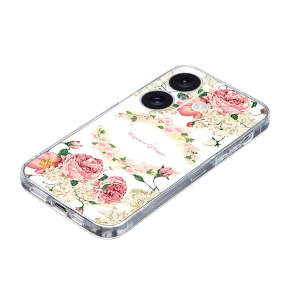 For iPhone 16 Colored Drawing Pattern Transparent TPU Phone Case(Rose) - iPhone 16 Cases by PMC Jewellery | Online Shopping South Africa | PMC Jewellery | Buy Now Pay Later Mobicred