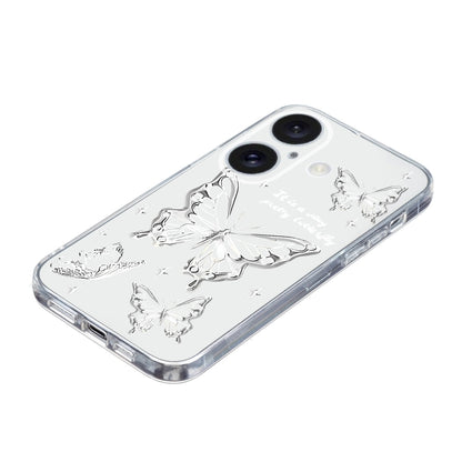 For iPhone 16 Colored Drawing Pattern Transparent TPU Phone Case(Butterflies) - iPhone 16 Cases by PMC Jewellery | Online Shopping South Africa | PMC Jewellery | Buy Now Pay Later Mobicred