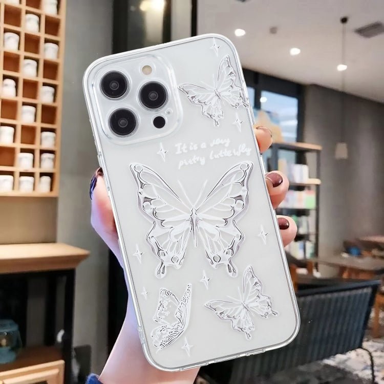 For iPhone 16 Pro Colored Drawing Pattern Transparent TPU Phone Case(Butterflies) - iPhone 16 Pro Cases by PMC TechLife | Online Shopping South Africa | PMC TechLife | Buy Now Pay Later Mobicred