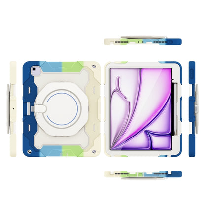 For iPad Air 13 2024 Armor Portable Rotating Ring Holder Silicone Tablet Case with Pen Slot(Colorful Blue) - iPad Air 13 2024 Cases by PMC Jewellery | Online Shopping South Africa | PMC Jewellery | Buy Now Pay Later Mobicred