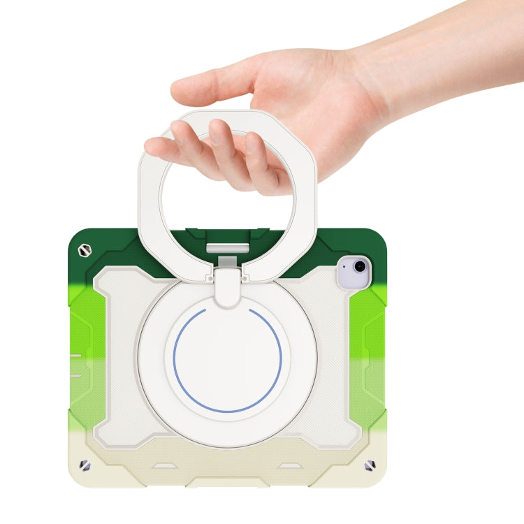 For iPad Air 13 2024 / 2025 Armor Portable Rotating Ring Holder Silicone Tablet Case with Pen Slot(Colorful Green) - iPad Air 13 2025 / 2024 Cases by PMC Jewellery | Online Shopping South Africa | PMC Jewellery | Buy Now Pay Later Mobicred