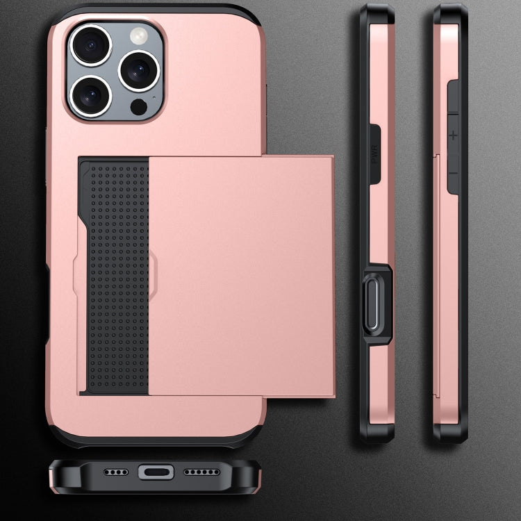 For iPhone 16 Shockproof Armor Phone Case with Card Slot(Rose Gold) - iPhone 16 Cases by PMC TechLife | Online Shopping South Africa | PMC TechLife | Buy Now Pay Later Mobicred